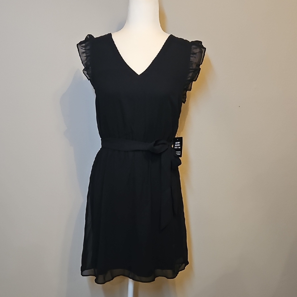 Express Black V-Neck Ruffle Sleeve Dress Size XS